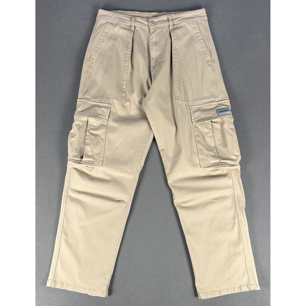 YoungLA Pants Mens 34x30 Beige Convoy Cargo Slim Taper Trousers City Streetwear